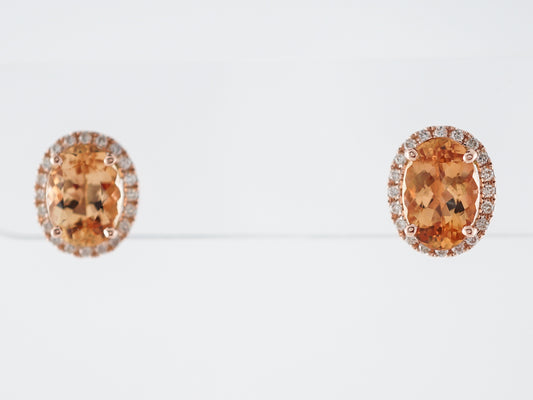 Earrings Modern 3.44 Oval Cut Topaz in 14K Rose Gold