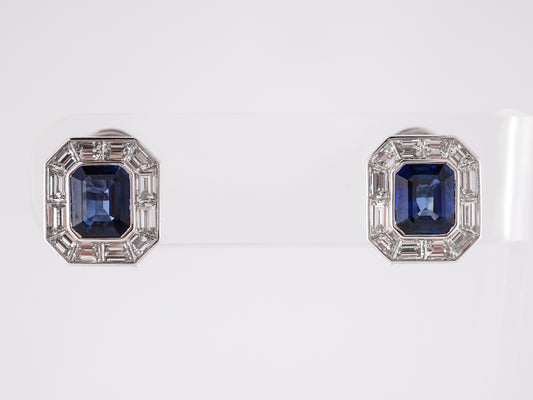 3 Carat Sapphire Earrings w/ Diamonds in Platinum