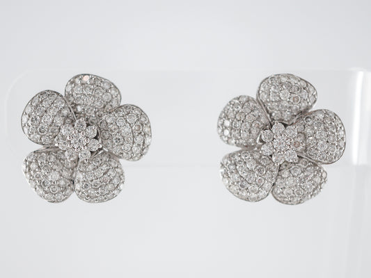 Earrings Modern 3.95 Round Brilliant Cut Diamonds in 14K White Gold