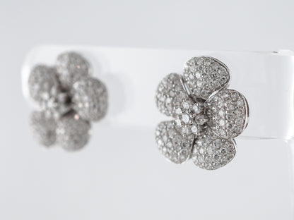 Earrings Modern 3.95 Round Brilliant Cut Diamonds in 14K White Gold