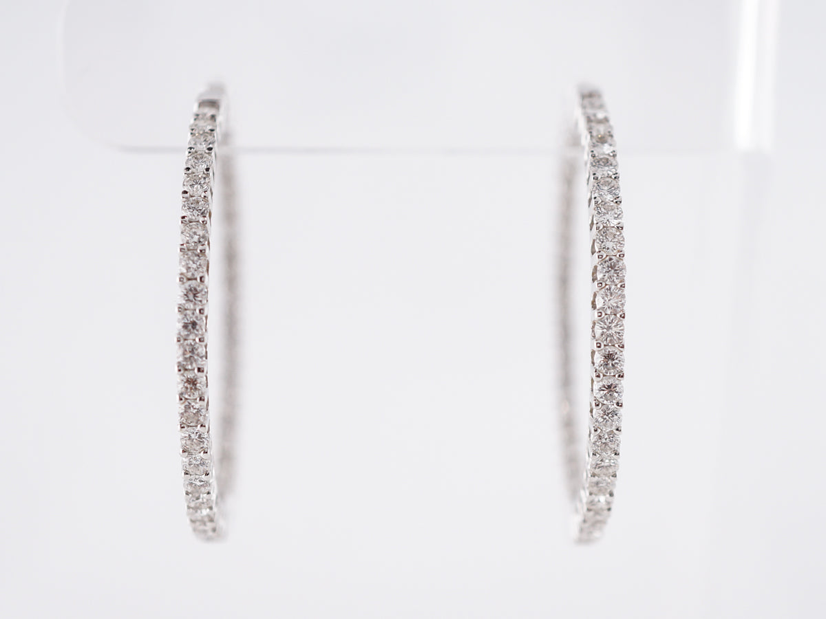 4 Carat Diamond Hoop Earrings in White Gold