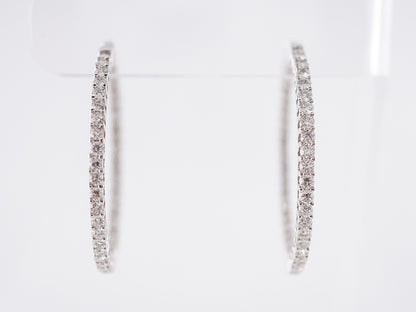 4 Carat Diamond Hoop Earrings in White Gold