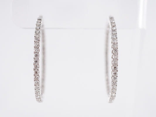 4 Carat Diamond Hoop Earrings in White Gold