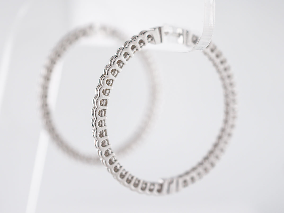 4 Carat Diamond Hoop Earrings in White Gold