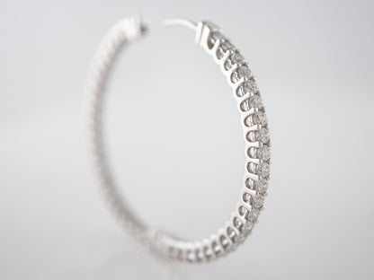 4 Carat Diamond Hoop Earrings in White Gold