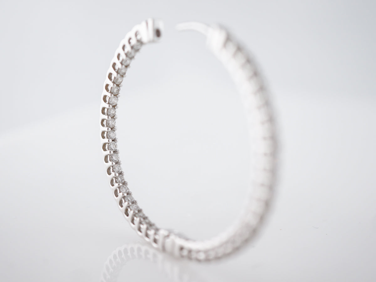 4 Carat Diamond Hoop Earrings in White Gold