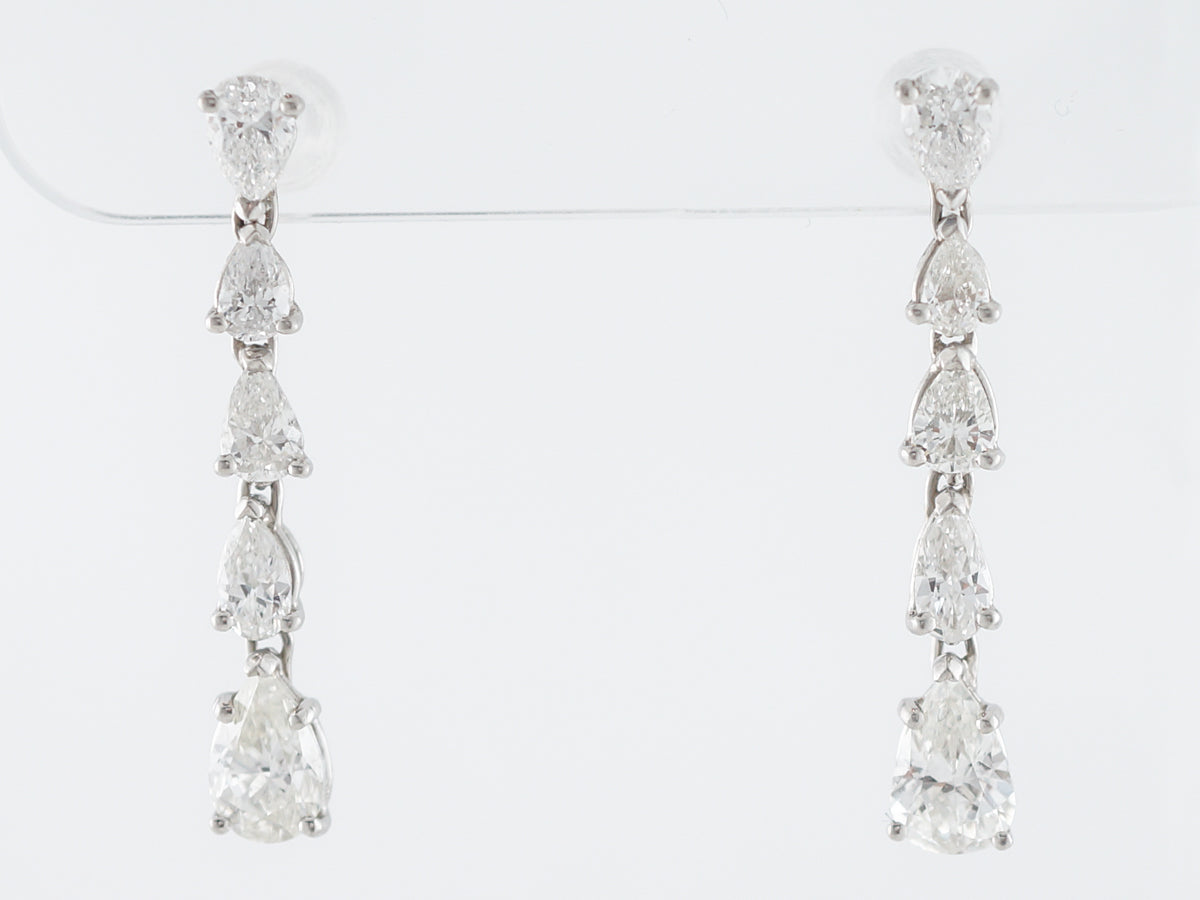 Earrings Modern 5.10 Pear Cut Diamonds in Platinum