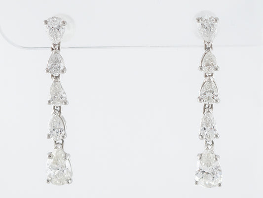 Earrings Modern 5.10 Pear Cut Diamonds in Platinum