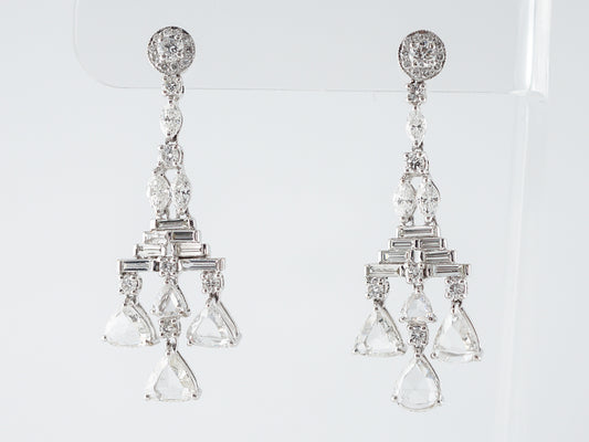 **RTV 1/17/19**Earrings Modern 5.86 Rose Cut, Baguette Cut, Marquise Cut, Single Cut & Round Brilliant Cut Diamonds in 18K White Gold
