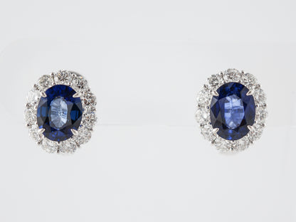 Earrings Modern 5.87 Oval Cut Sapphire in Platinum
