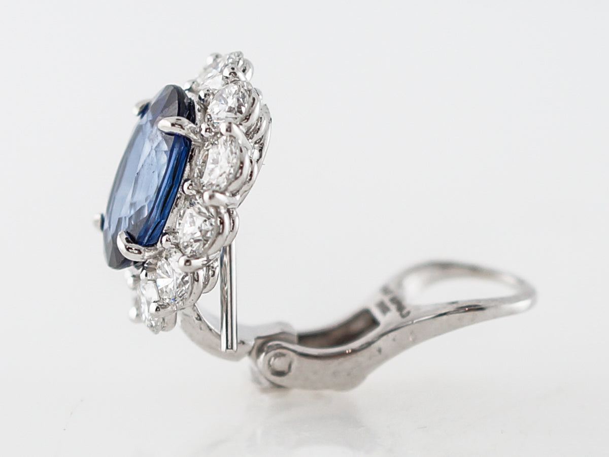 Earrings Modern 5.87 Oval Cut Sapphire in Platinum