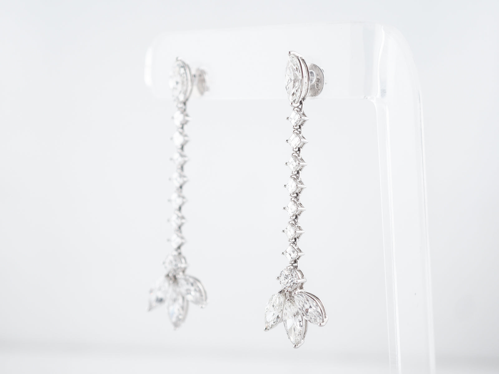 Dangle Earrings Modern 8.05 Round Brilliant, Square & Marquise Cut Diamond in Platinum