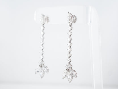 Dangle Earrings Modern 8.05 Round Brilliant, Square & Marquise Cut Diamond in Platinum