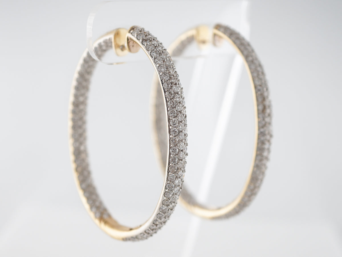 8 Carat Diamond Hoop Earrings in 14k Yellow Gold