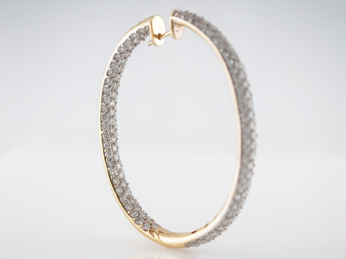 8 Carat Diamond Hoop Earrings in 14k Yellow Gold
