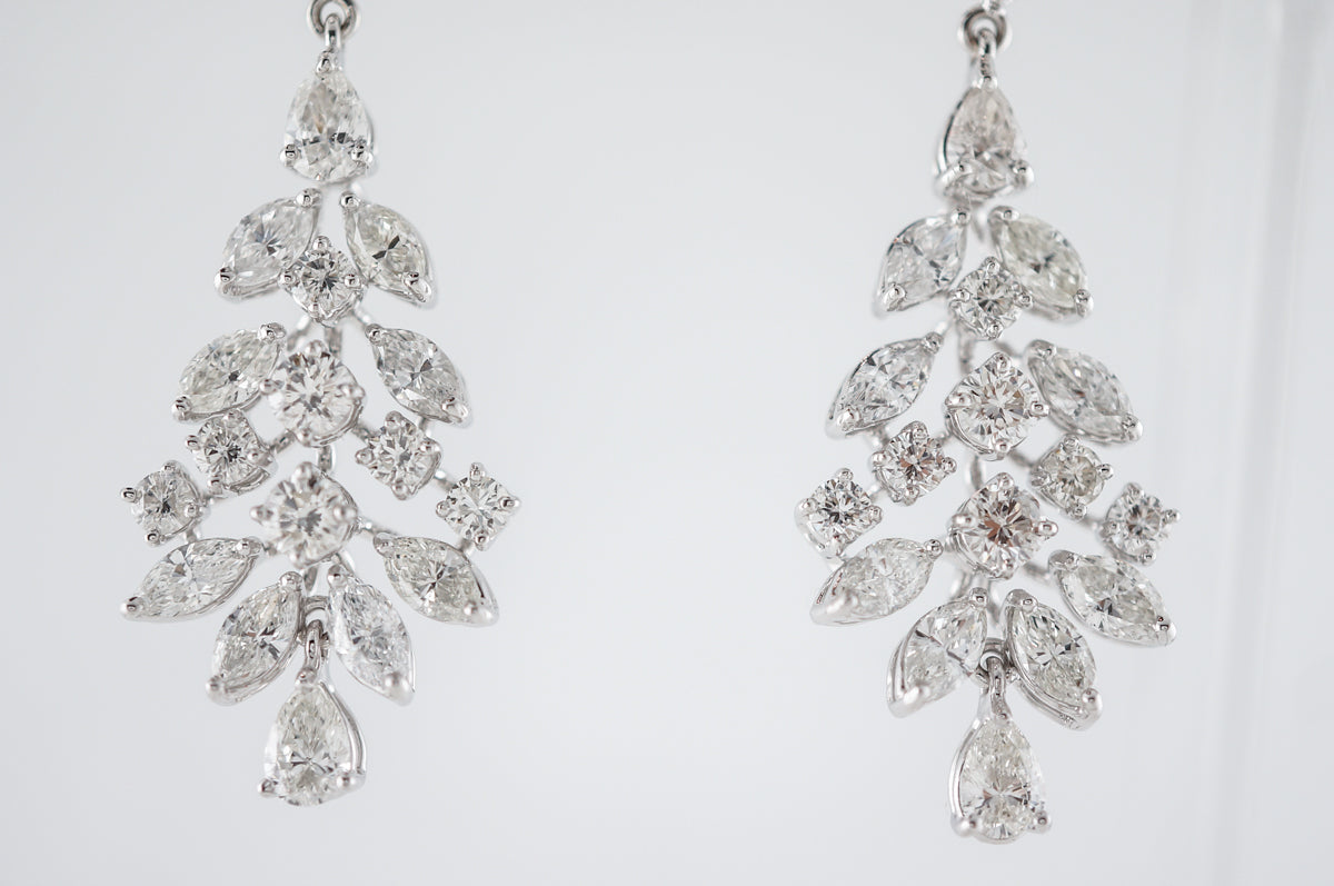 **RTV 1/17/19**Earrings Modern 8.20 Marquise & Round Brilliant Cut Diamonds in 18K White Gold