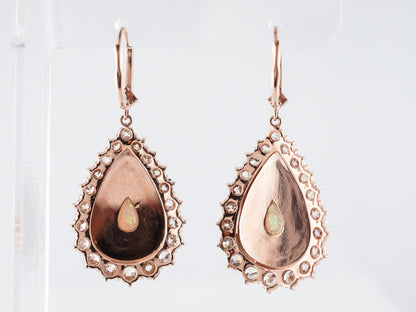 ***RTV**Earrings Modern 9.62 Cabochon Cut Opals in 18K Rose Gold