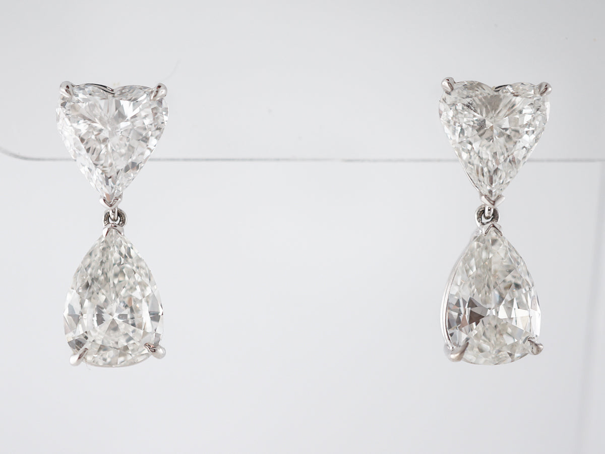 **RTV 1/10/19**Earrings Modern GIA 7.22 Pear & Heart Cut Diamonds in Platinum
