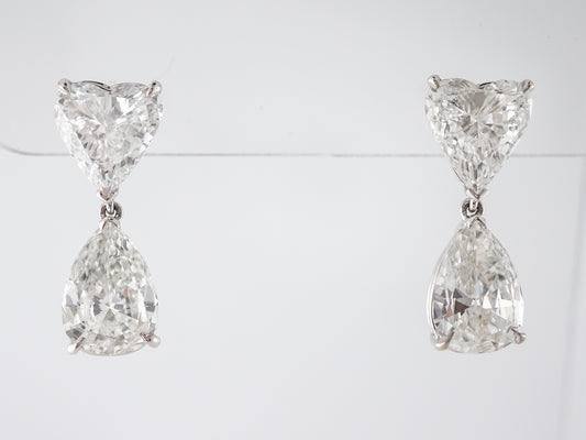 **RTV 1/10/19**Earrings Modern GIA 7.22 Pear & Heart Cut Diamonds in Platinum