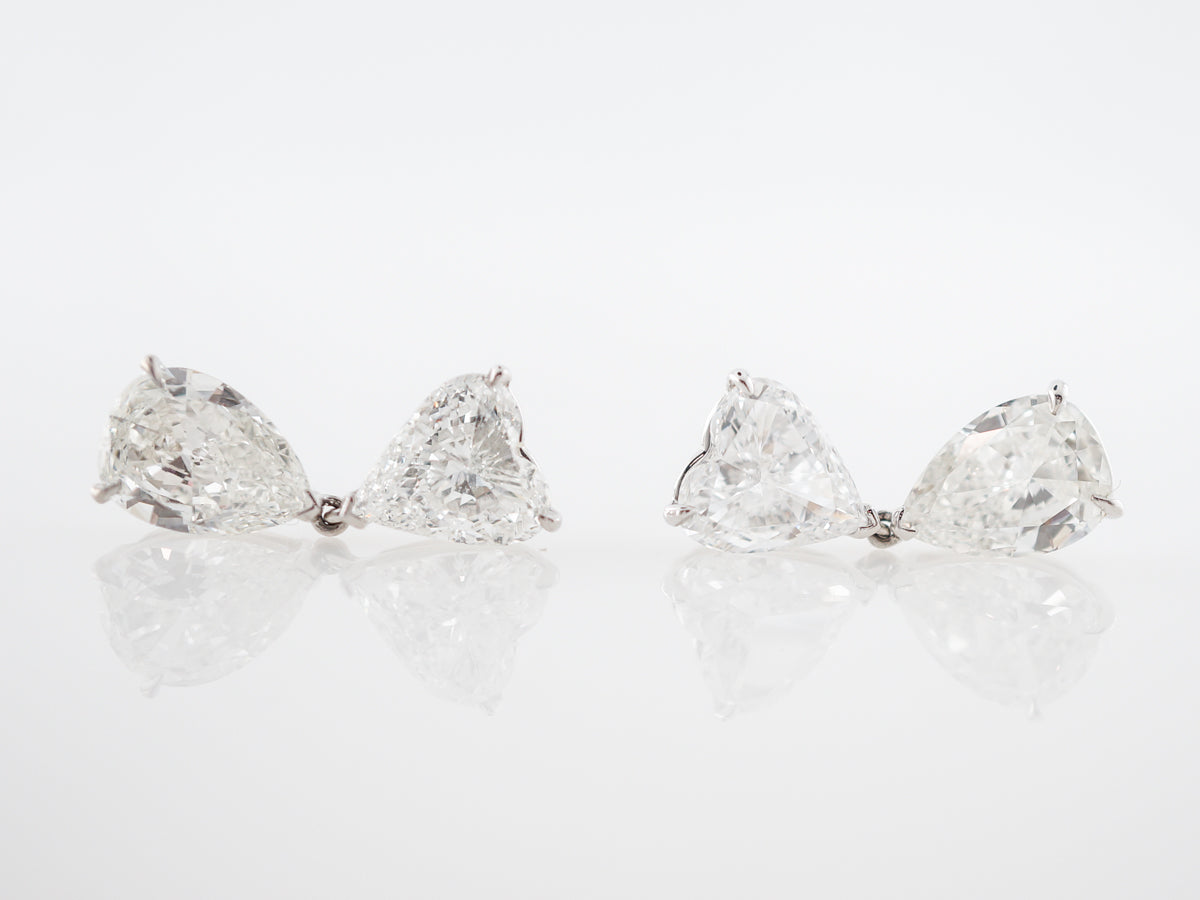 **RTV 1/10/19**Earrings Modern GIA 7.22 Pear & Heart Cut Diamonds in Platinum