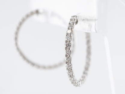 3 Carat Diamond Hoop Earrings in 18k White Gold