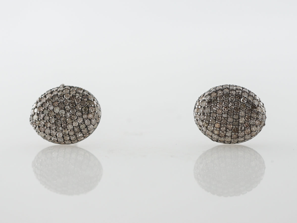 Champaign Diamond Pave Earrings in Sterling Silver