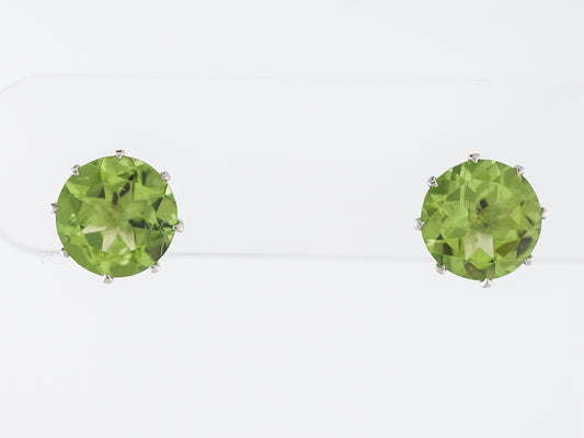 Earrings Modern 6.70 Round Cut Peridot in 18K Yellow Gold