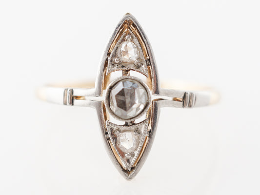 Vintage Edwardian Diamond Navette Ring in Yellow Gold & Platinum