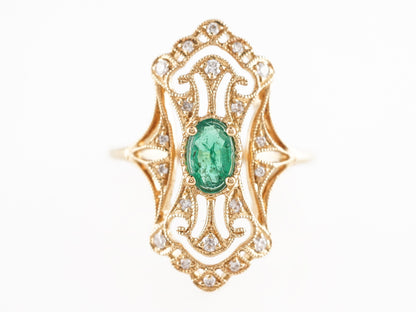 Oval Emerald Cocktail Ring w/ Diamond Accents in 18K