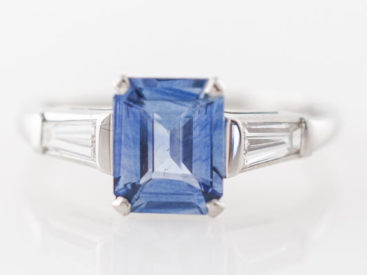 Emerald Cut Sapphire Engagement Ring in Platinum