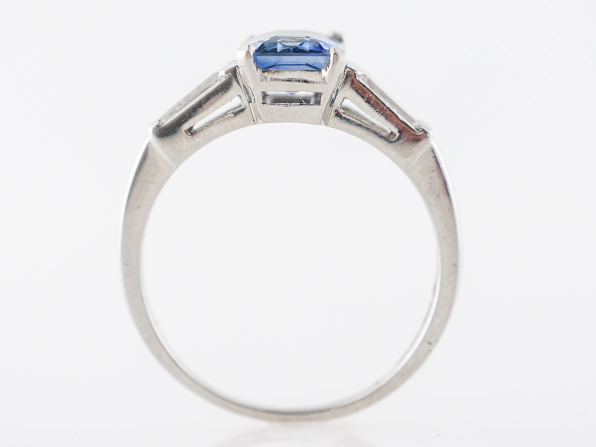 Emerald Cut Sapphire Engagement Ring in Platinum