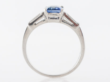 Emerald Cut Sapphire Engagement Ring in Platinum