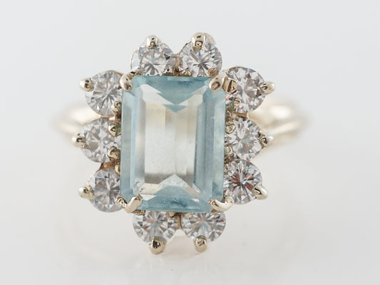 1950's Aquamarine & Diamond Cocktail Ring in Yellow Gold