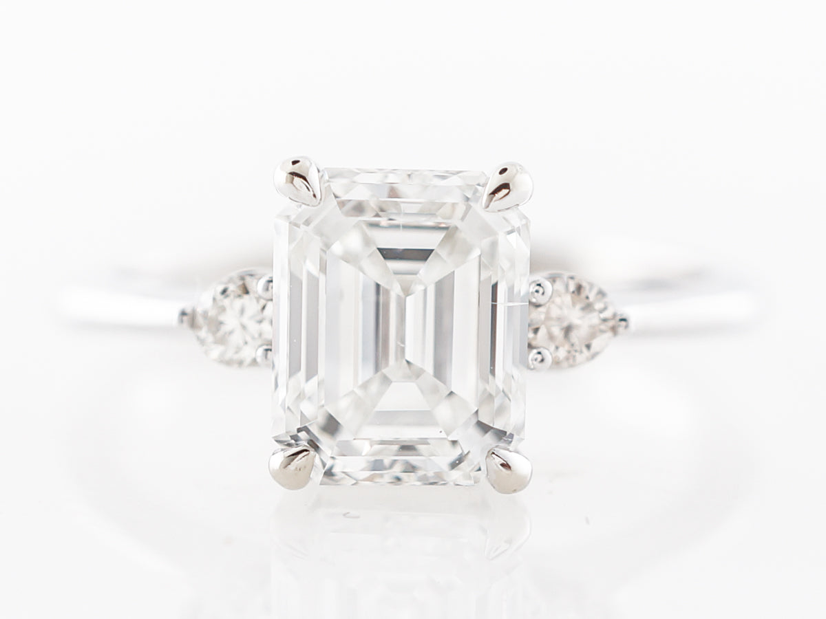 Emerald Cut Diamond Engagement Ring in White Gold