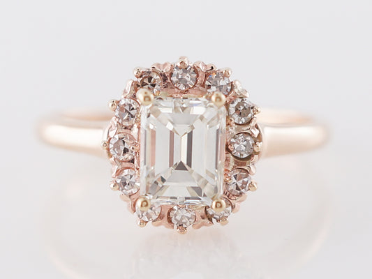 Emerald Cut Halo Engagement Ring in Rose Gold