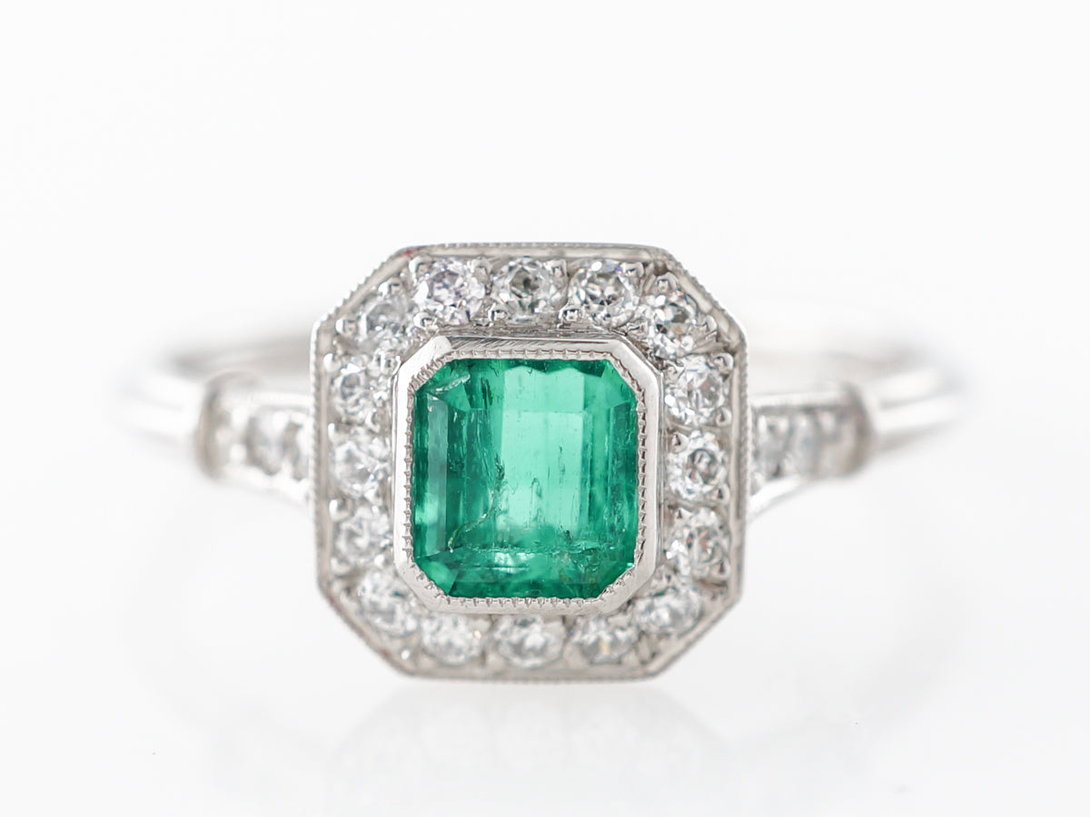 Half Carat Emerald & Diamond Ring Platinum