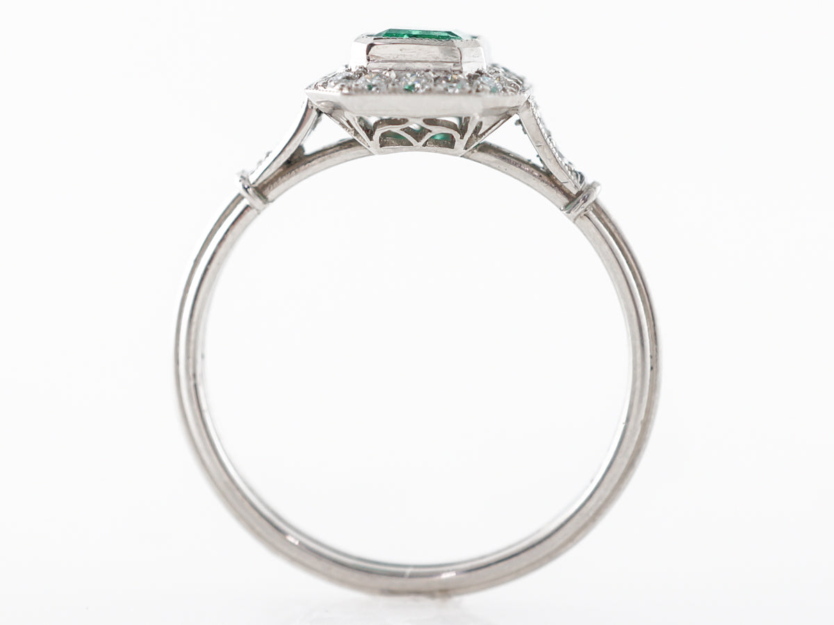 Half Carat Emerald & Diamond Ring Platinum