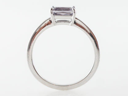 Emerald Cut Spinel Solitaire Engagement Ring in White Gold