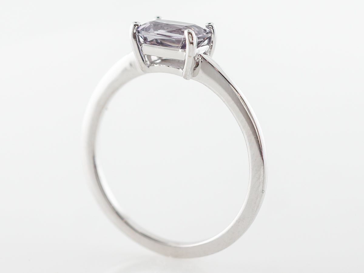 Emerald Cut Spinel Solitaire Engagement Ring in White Gold