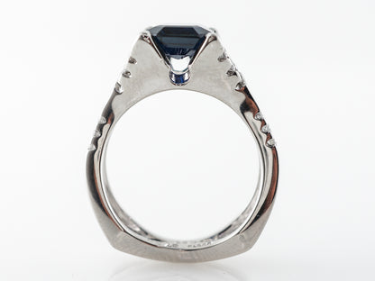 Emerald Cut Sapphire & Diamond Ring in Platinum