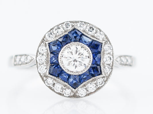 .50 Carat Diamond & Sapphire Halo Engagement Ring