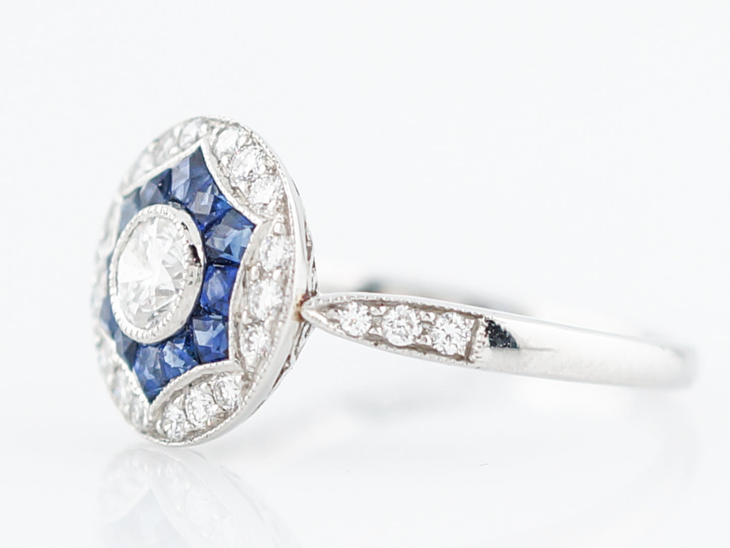 .50 Carat Diamond & Sapphire Halo Engagement Ring