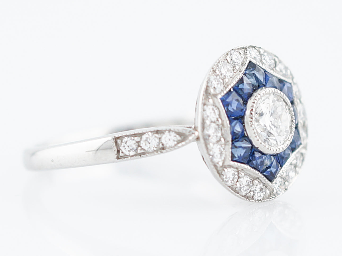 .50 Carat Diamond & Sapphire Halo Engagement Ring