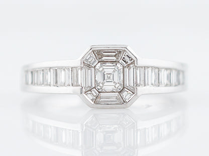 Engagement Ring Modern .20 Asscher Cut Diamond in 18k White Gold