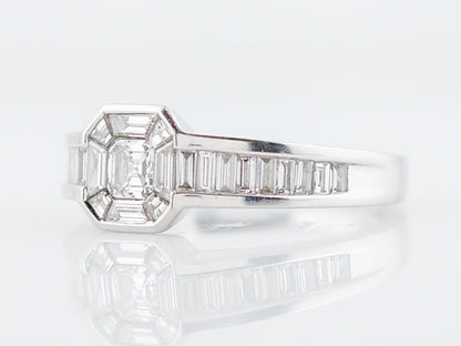 Engagement Ring Modern .20 Asscher Cut Diamond in 18k White Gold