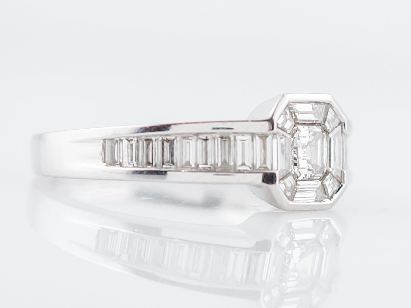 Engagement Ring Modern .20 Asscher Cut Diamond in 18k White Gold