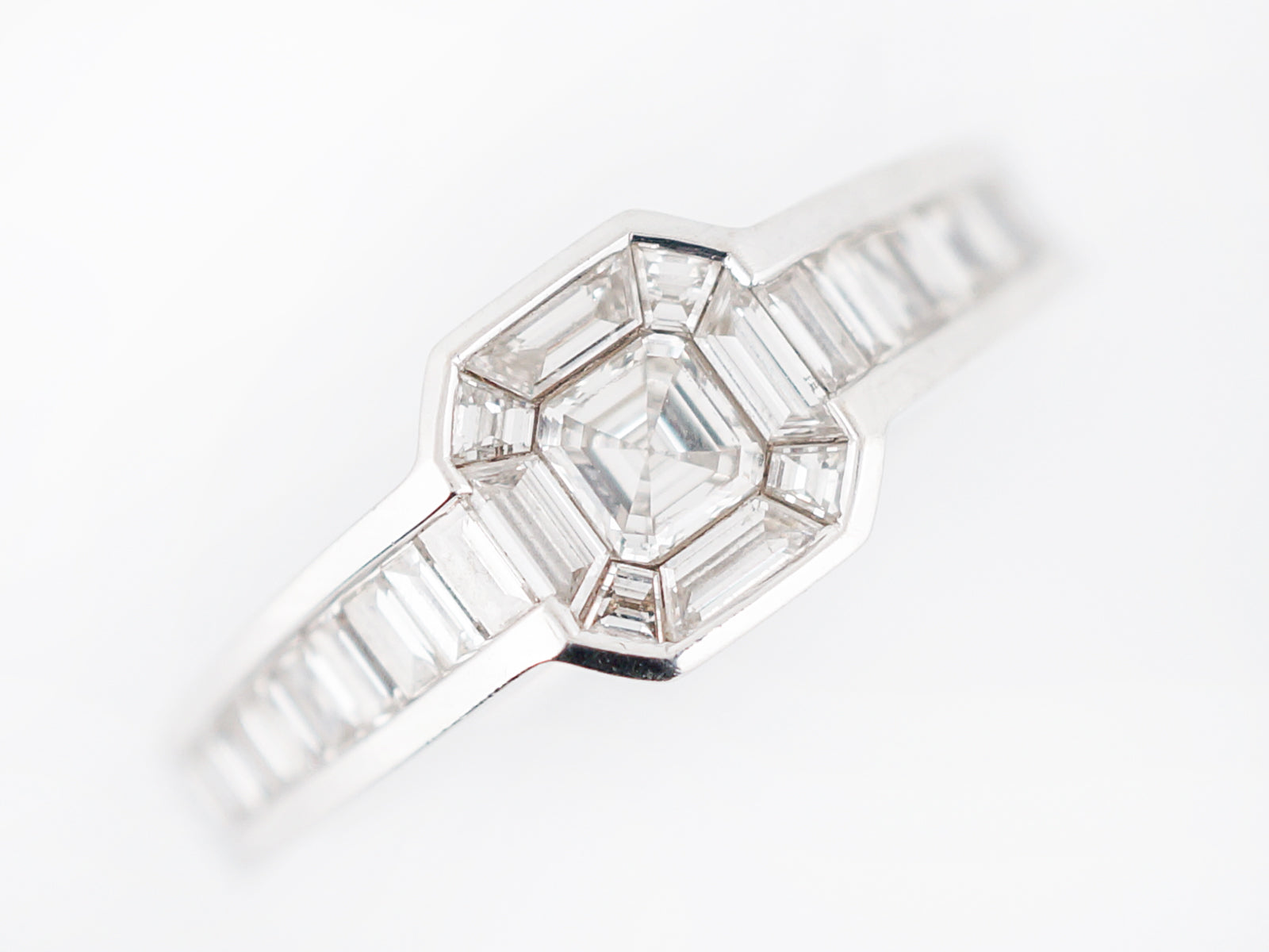 Engagement Ring Modern .20 Asscher Cut Diamond in 18k White Gold