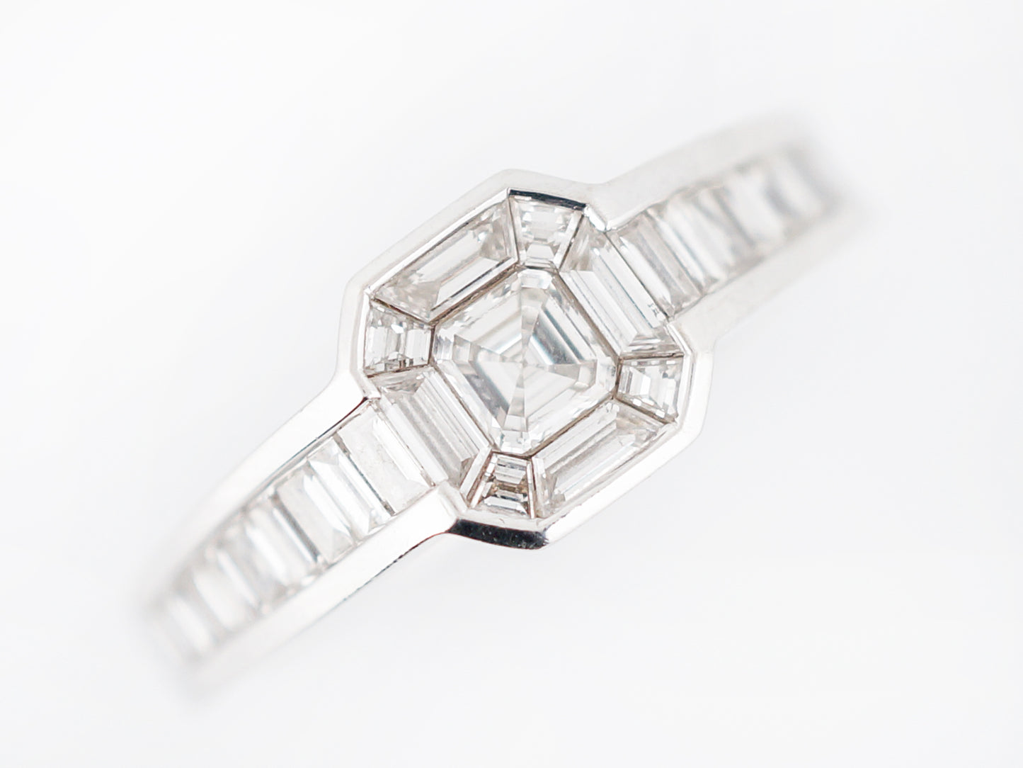 Engagement Ring Modern .20 Asscher Cut Diamond in 18k White Gold