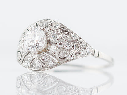 Engagement Ring Modern .38 Old European Cut Diamond in Platinum