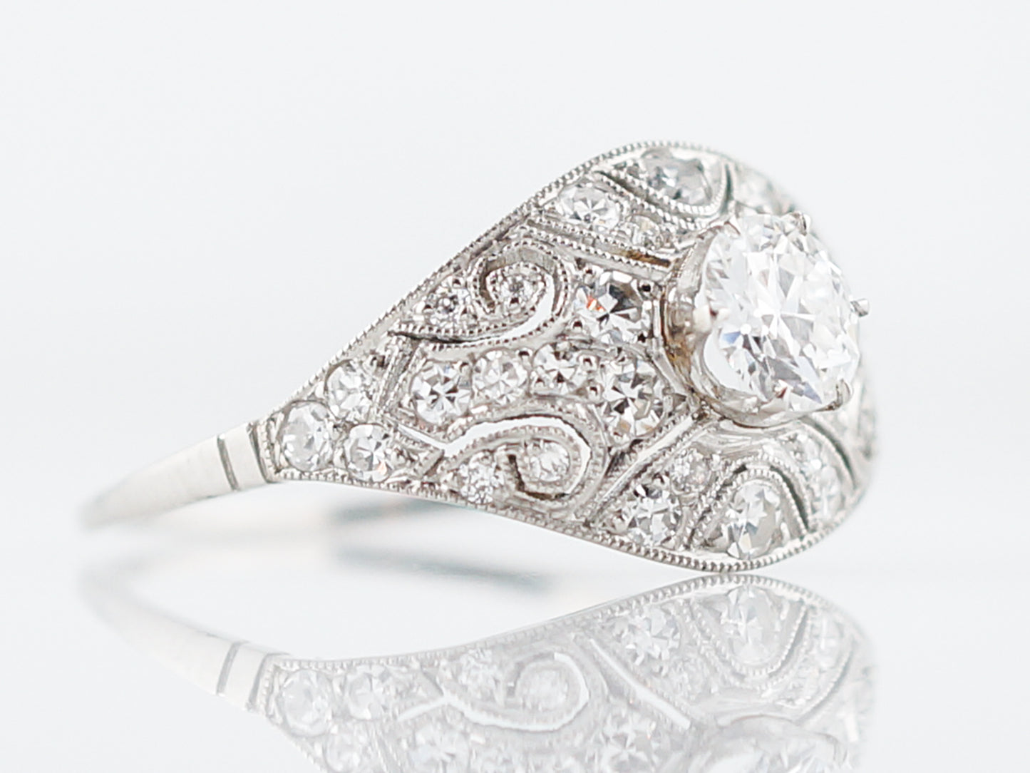 Engagement Ring Modern .38 Old European Cut Diamond in Platinum